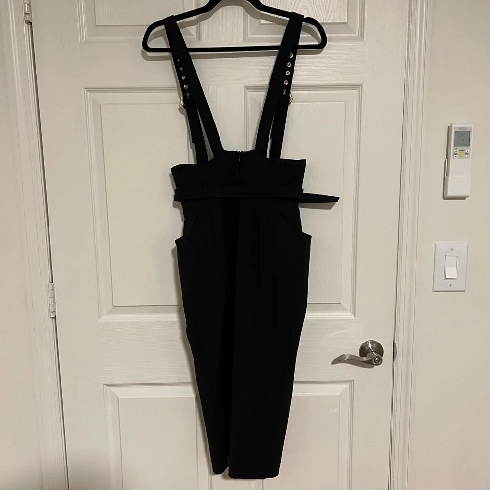 BGL Elegant High Waisted Buckle Suspender Black Pencil Skirt NWOT - Picture 3 of 3